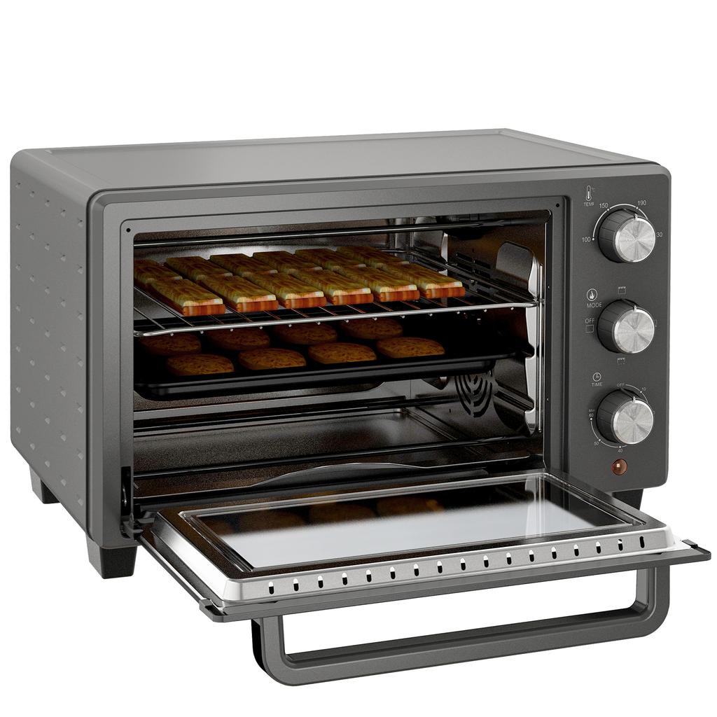 21L Mini Countertop Oven, 100 degrees C-230 degrees C Adjustable Temp - Grey
