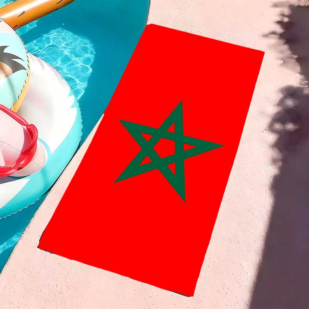 M-Morocco Map Flag-S Towel Microfiber Beach Towel, Quick-Dry, Sand-Free, Ultra-Fine Fiber, Super Soft.