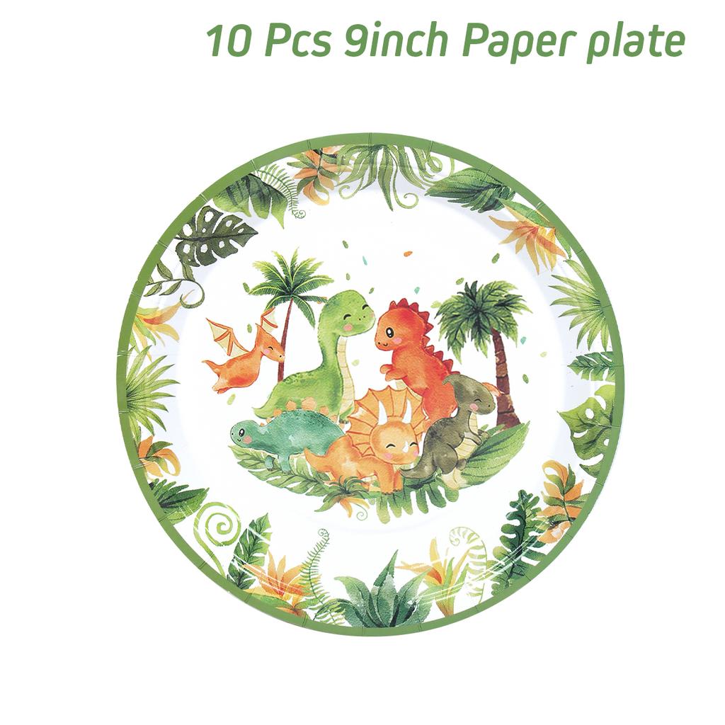 Jungle Dinosaur Disposable Tableware Happy Dino Birthday Napkin/Plate/Cup Jurassic World Roar Kids Happy Birthday Party Decor