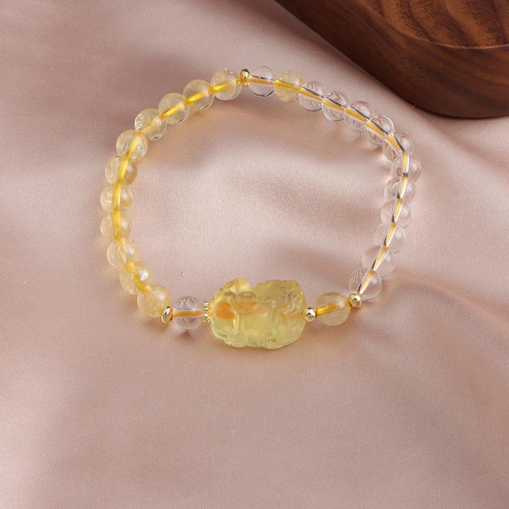 Bracelet Natural Citrine White Crystal Bracelet Pixiu Chinchilla Running Ring Fashion Versatile Douyin Explosion