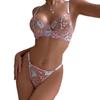 "Elegant Lace Embroidered Bra Set with Underwire for Women"