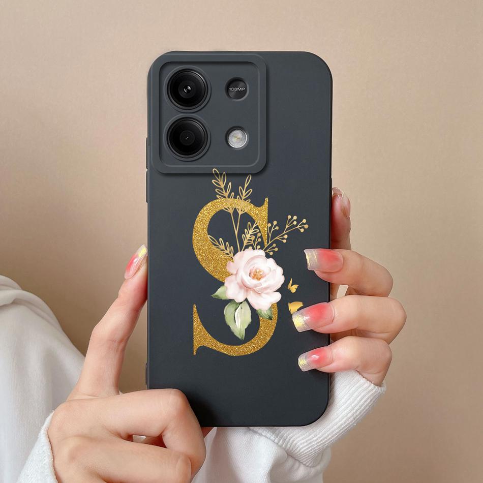 Phone Case For Redmi Note 13 Pro 4G 5G Elegant Letter Soft Liquid Silicone Full Coverage Protector For Redmi Note13 13Pro Fundas