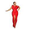 Women's Sexy One-Shoulder Formal Dress High Slit Embroidered Lace Bodycon Gown