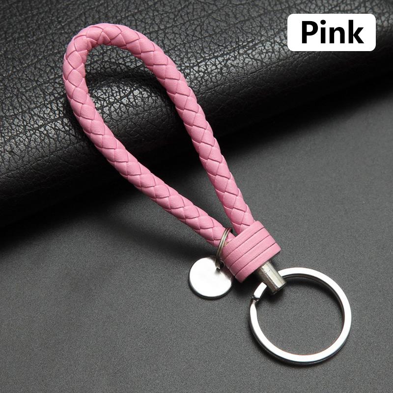 

1шт ремешок коричневый плетеный ремешок кожаный брелок ручной работы черный автомобильный брелок плетеный веревочный 13cm розовый