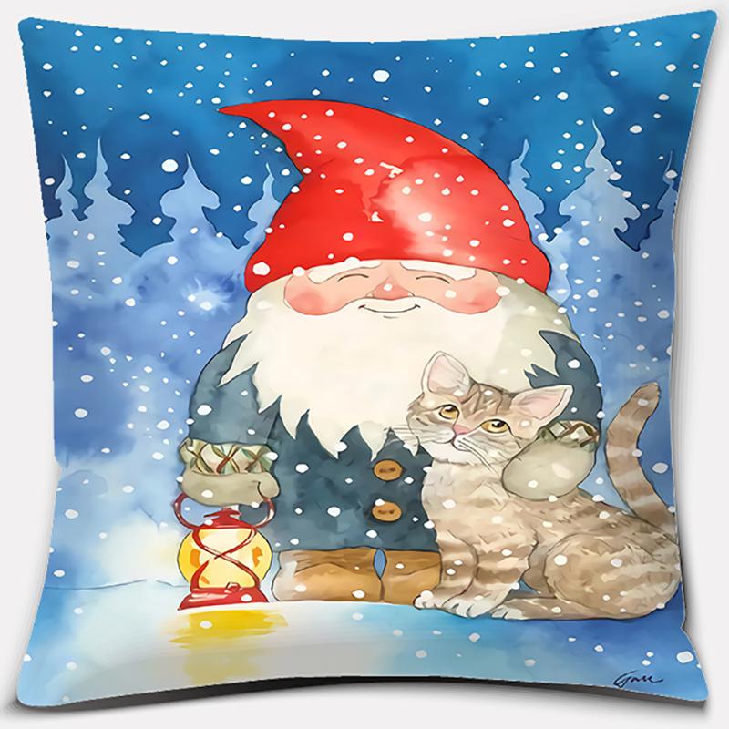 Santa Print Series Pattern Pillowcase Square Pillowcase Home Office Decoration Pillowcase