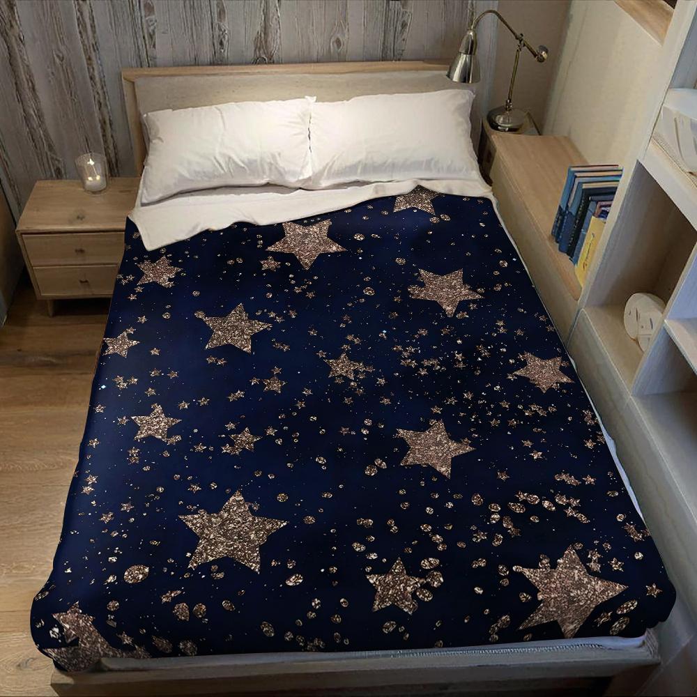 Vergoldete Sternennacht Flanelldecke Warm Weich Halloween Weihnachten Sofa Warm Gemütlich Dekoratives Dekor Geschenk für Alle Jahreszeiten