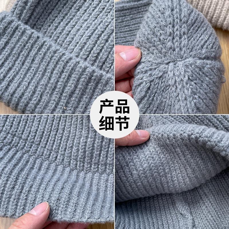 Knitted hat men's autumn and winter big head circumference light board wool hat, ear protection, warm cold hat, retro ruffian melon fur hat women