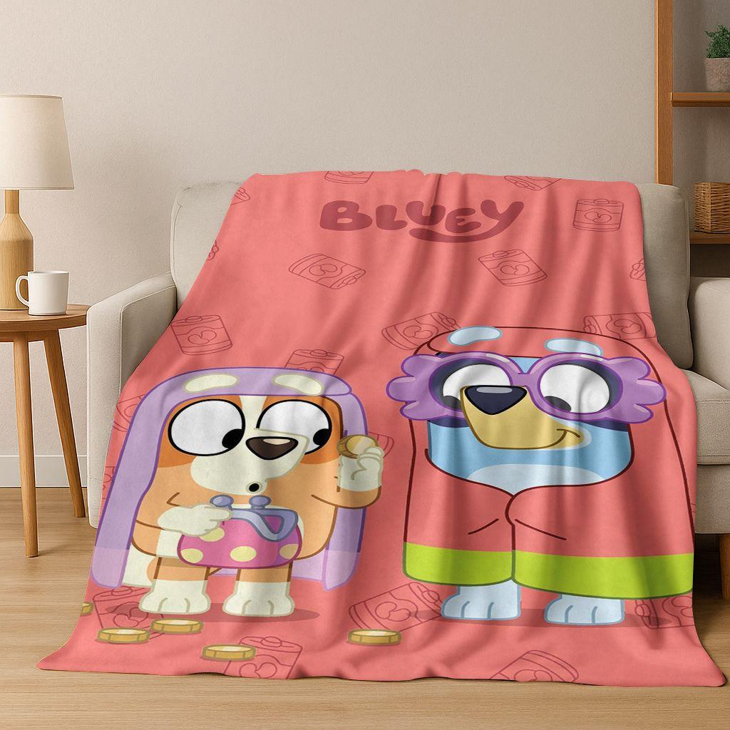 Classic B-Blueys Cartoon Dog Flannel Blanket Soft Warm Throw Blanket for Bed Bedroom Room Living Room Travel Picnic Kid Gift