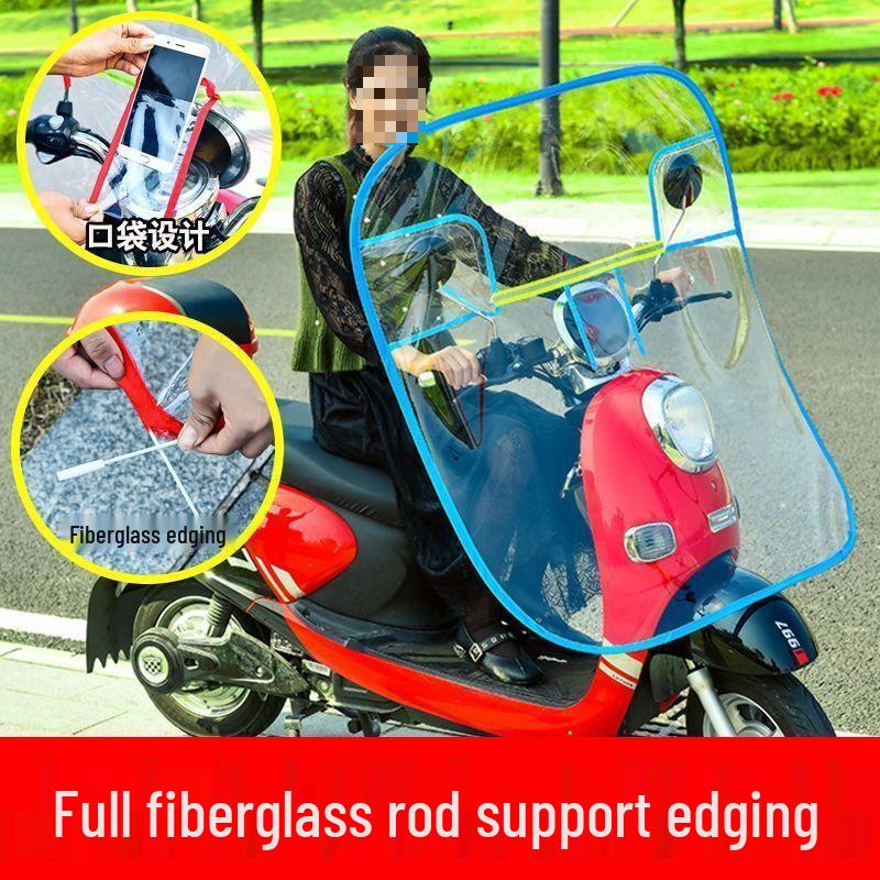 Universelles winddichtes, winterfestes, regendichtes Elektrofahrrad mit Handytasche für alle Jahreszeiten - Kältefestes Eltern-Kind-Liefermodell