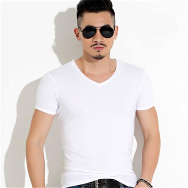 

Мужская футболка Soild Colors с v-образным вырезом и короткими рукавами, тонкая футболка XL белый