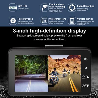 Motorcycle Driving Recorder 3 Inch HD Waterproof Dual Lens Night Vision Enhanced Motorcycle Riding Special Recorder