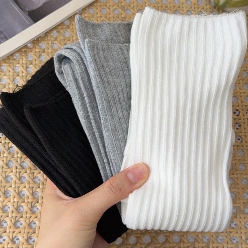 New Women Long Boots Socks Winter Pile Sock Black Gray and White Versatile JK Thigh Sock Pure Cotton Warm Knee Socks