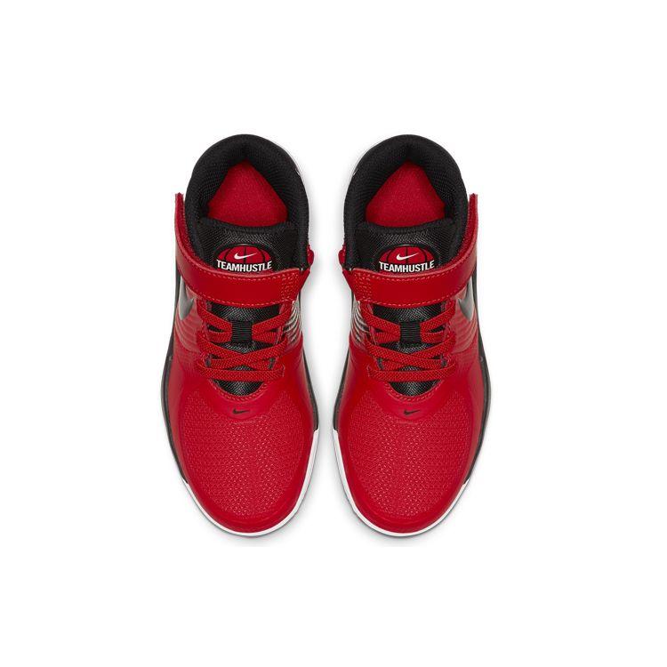 Nike Team Hustle D 9 FlyEase Non-Slip Durable Mid-Top Basketball Shoes Kids Sneakers Red Black BV2951-600