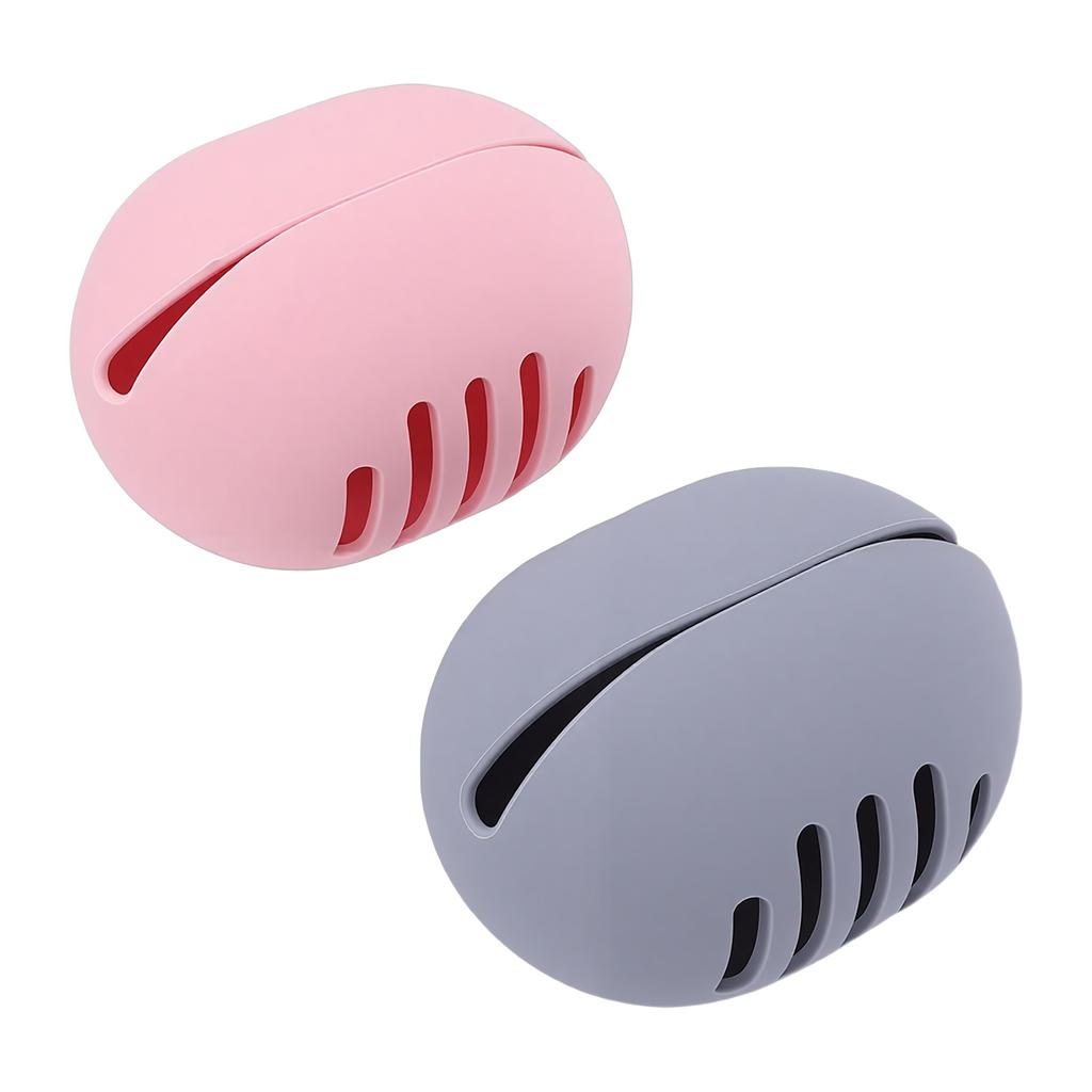 Makeup Sponge Holder Shatterproof Silicone Beauty Make Up Blender Case for Travel Gray Pink 2 PCS