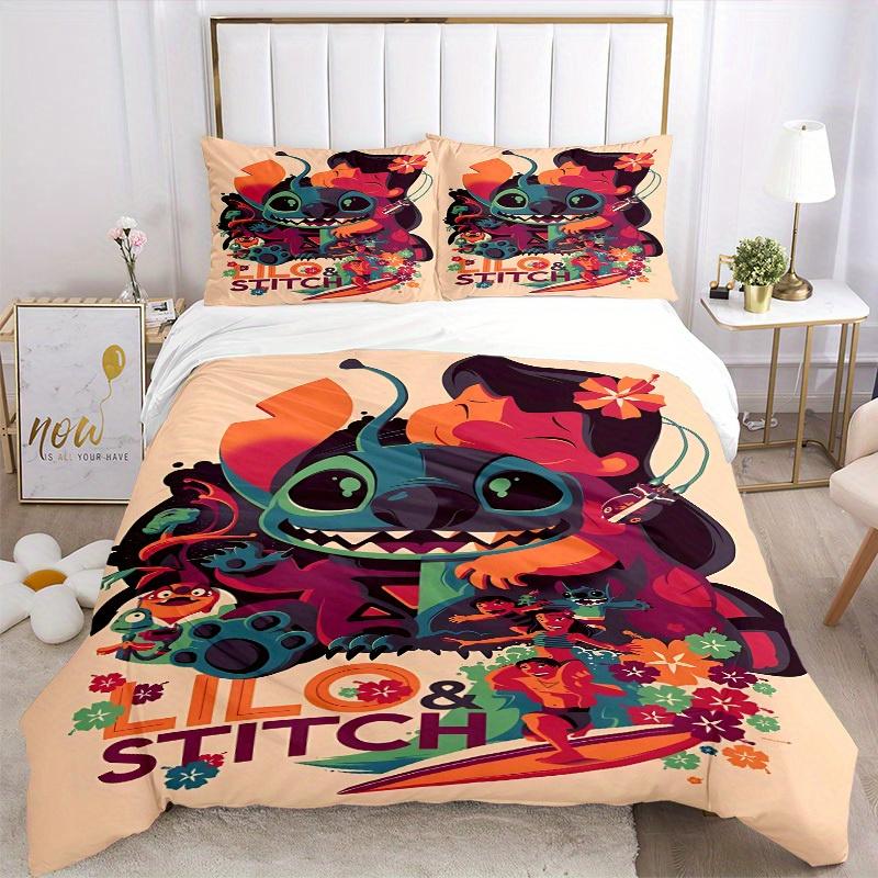 3pcs Lilo & Stitch Printed Bedding Set, Breathable And Soft, Machine Washable, Christmas Gift, Suitable for Bedroom Decoration, 118