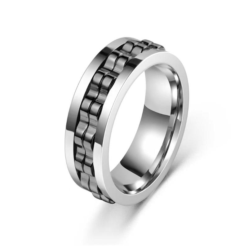 Titanium Steel Rotating Anxiety-Relief Ring - European & American Fashion Jewelry