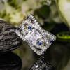 European And American High-End Temperament Business Style New Handmade Jewelry Blue And White Inlaid Zircon Line Design Ring