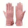 Warm Gloves Winter Touch Screen Gloves Stylish Gloves with Bowknot Decoration for Women