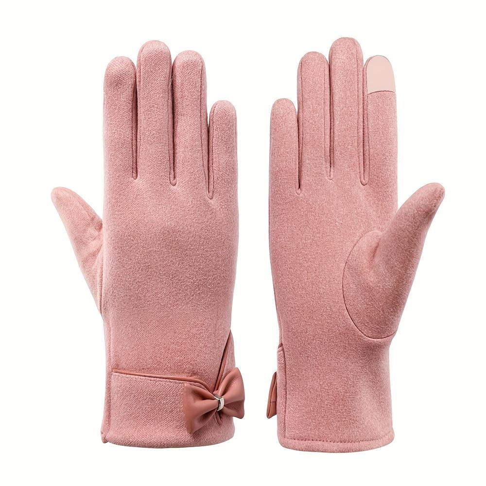 Warm Gloves Winter Touch Screen Gloves Stylish Gloves with Bowknot Decoration for Women