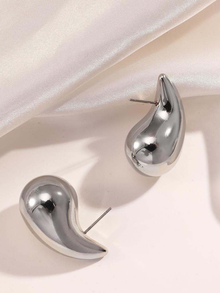 Vintage Chunky Dome Drop Earrings For Women Golden Color Stainless Steel Thick Teardrop Earring Statement Wedding Jewelry Gift