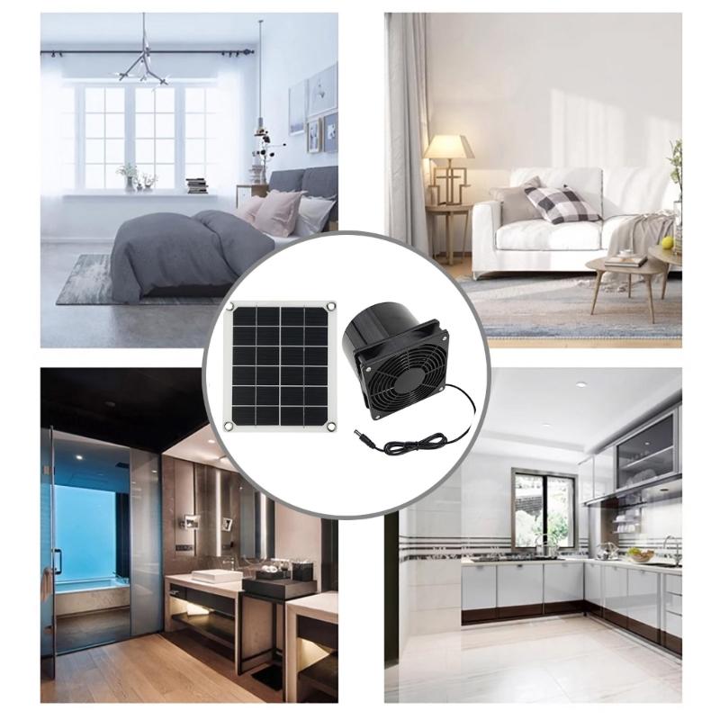 Solar Propelled Ventilation Fan ABS Plastic Detachable Plan Exemplary For Greenhouses Hydroponics Offices