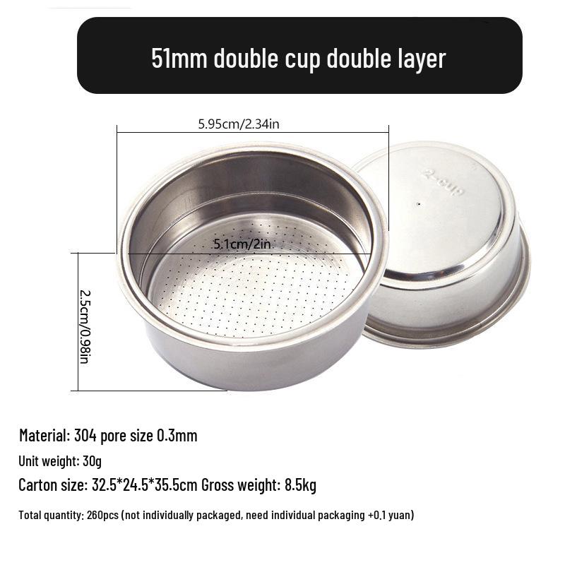 Stainless Steel Coffee Powder Bowl Filter: Single/Double 51, 58 & 53 Blind Bowl Options