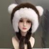 New Thickened and Warm Cute Bear Ears Plush Hat Plus Velvet Ear Protection Sweet Toe Head Plush Cold Proof Hat