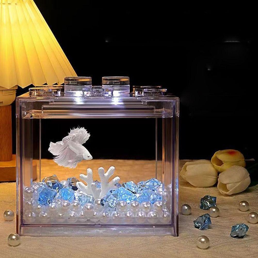 

Micro Landscape Fish Tank Acrylic Aquarium Accessories Mini Aquarium Office 2