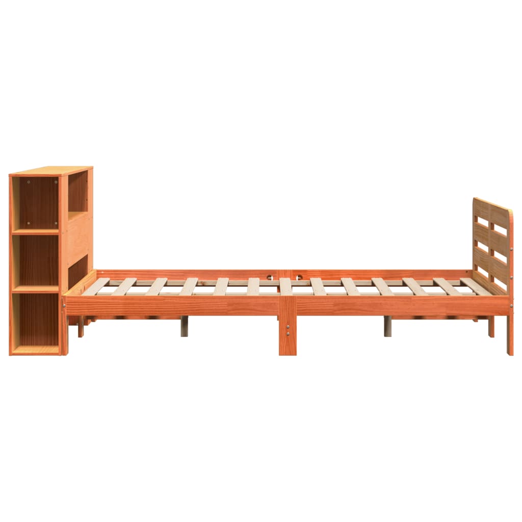 Solid Wood Bed without Mattress Wax Brown 140 x 190 cm Pine Wood