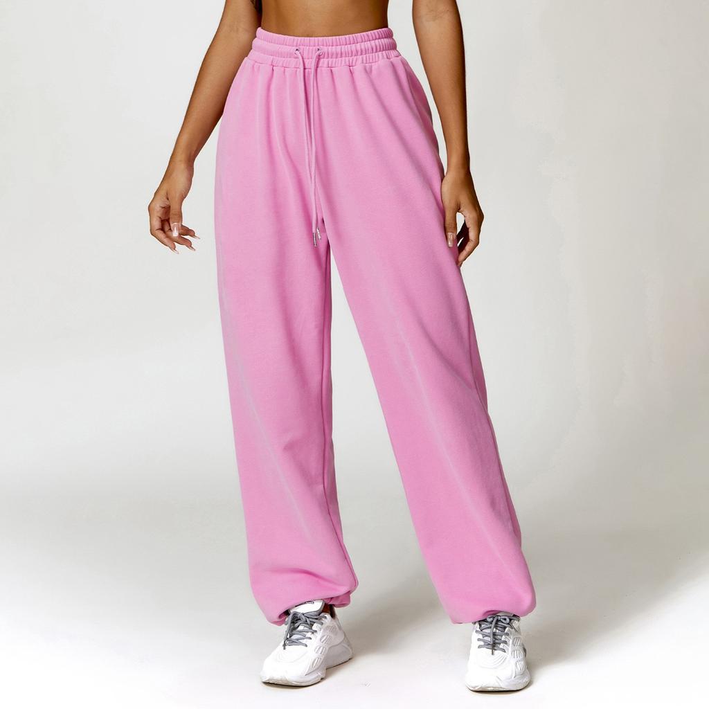 Womens Fashion Loose Solid Sweatpants Drawstring Casual Trousers With Pockets
