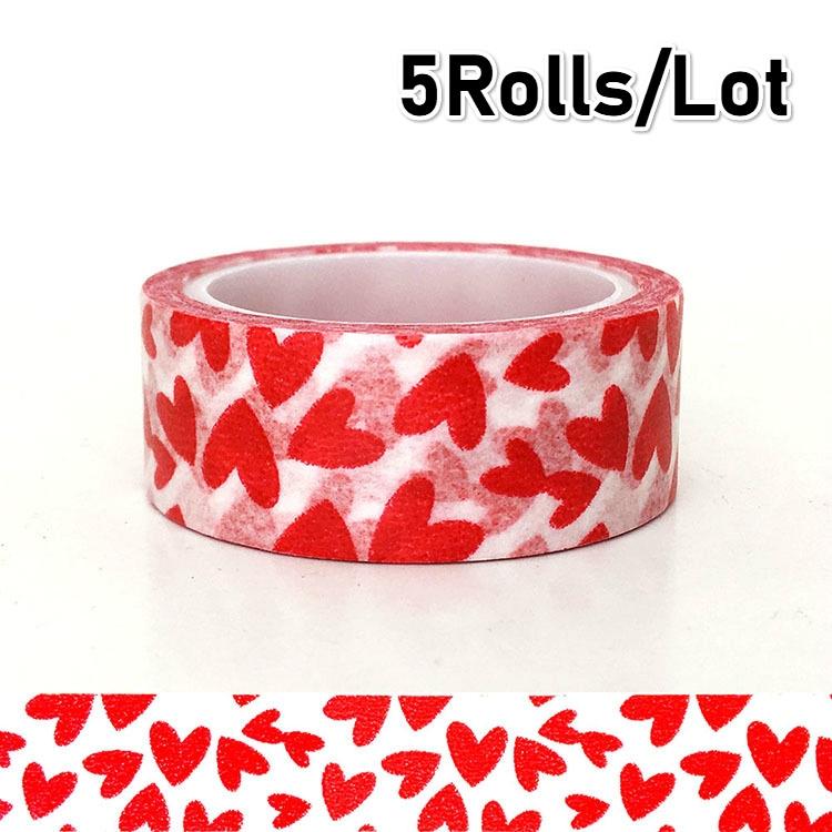 Buy 5 Rolls Red Love Pattern Tape DIY Decorative Paper Craft Tape