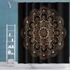Bohemia Mandala Blume Duschvorhang Schwarz Gold Badevorhang Heim Badezimmer Dekoration Wasserdichtes Gewebe Badewannen-Bildschirm Mit Haken