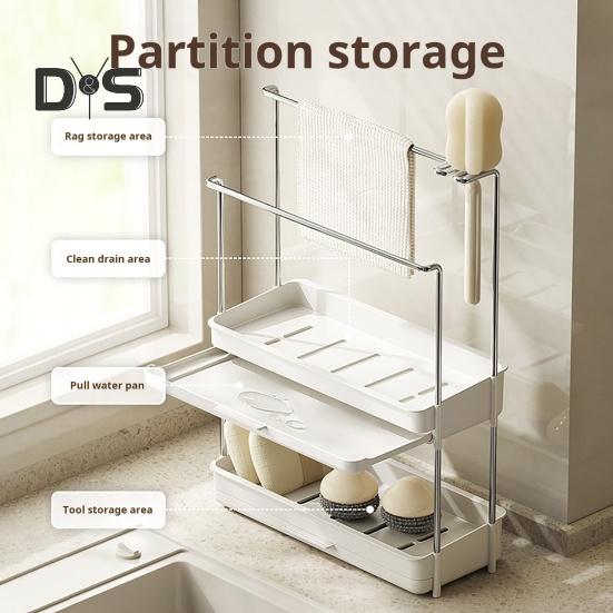 Sink Organizer Bathroom Storage Rack with Wide Bottom Base Ventilation Holes Design Sink Caddy Countertop Storage Shelf