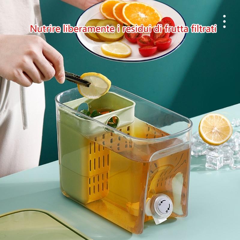 5800ML Juice Container Refrigerator Cold Kettle Drinkware Bucket with Faucet Beverage Dispenser with Filter PP Material