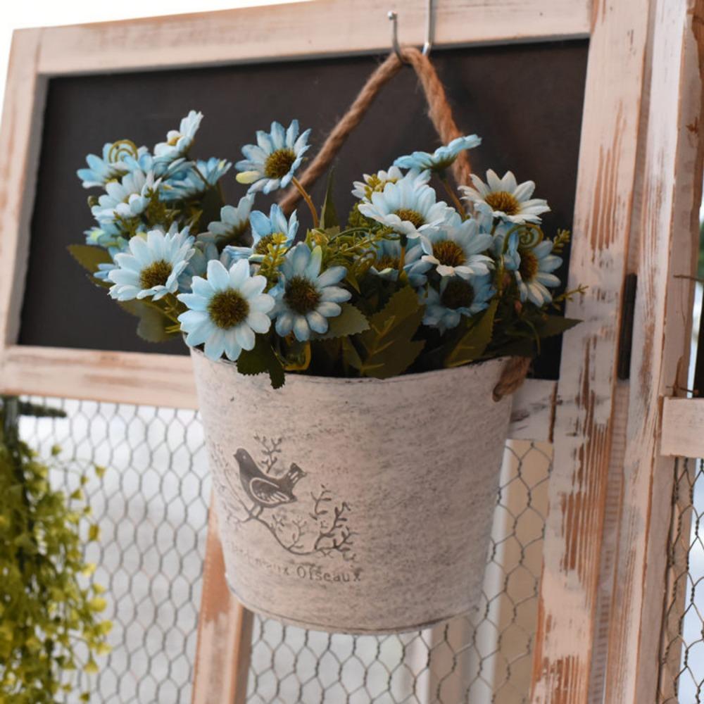 Pot de Fleurs Rond Ancien en Fer Mural Panier à Fleurs Paniers Suspendus Vase à Fleurs