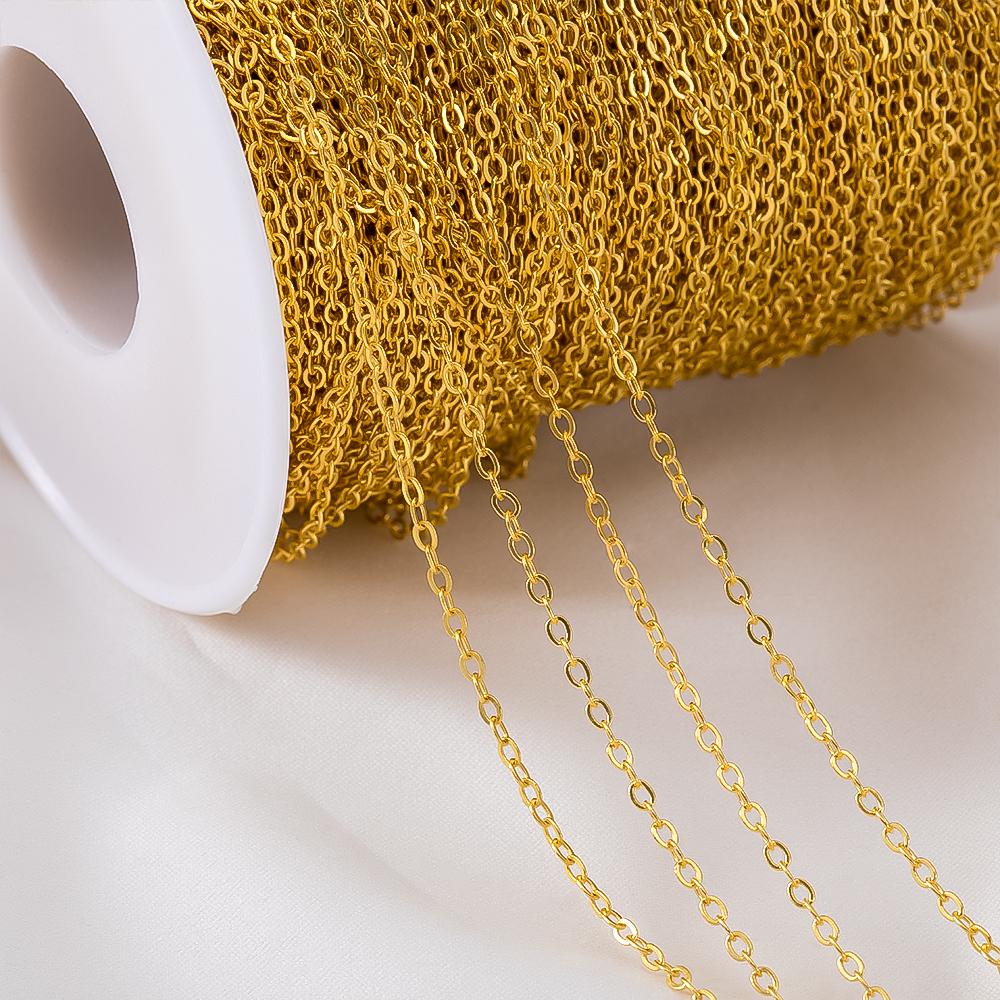 1Meter Copper Basic Chain Gold Plated Cable Curb Link Chains for Necklace Bracelet Handmade Jewelry Making DIY Supply Wholesale