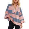 Women's Oversized Striped Shirt Half Zip Sweatshirt Patchwork V Neck Top Casual Loose Pullover