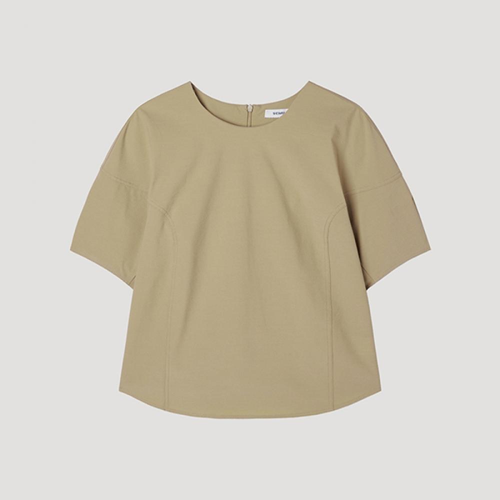 

[shs Miss] Круглый вырез горловины Span короткий рукав блузка Swwblp22210 Be beige/66