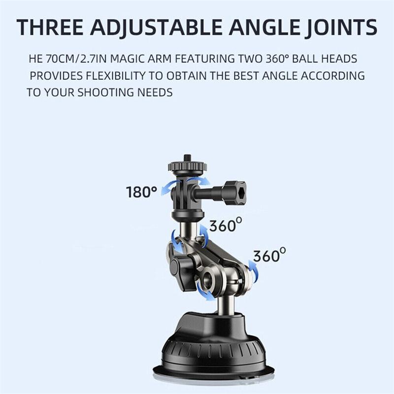 Action Camera Dash Cam Phone Car Mount Car Suction Cup Phone Action Camera Holder 1/4 Inch For Gopro Insta360 Dji Action Camera