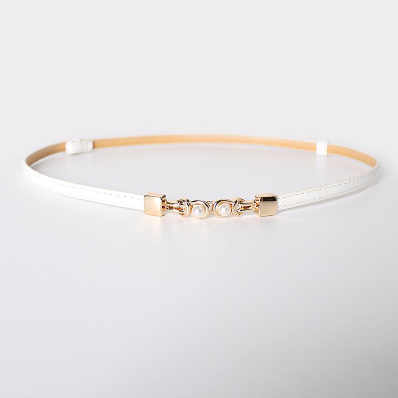 Dámský černý PU módní pásek - Tenký pásek z umělé kůže na šaty a svrchní oblečení