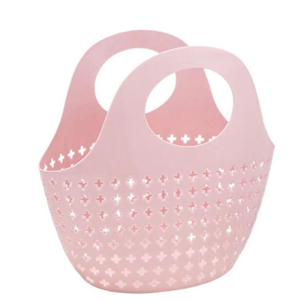 Plastic Bath Basket Handheld Shower Basket Portable Laundry Basket Bathroom