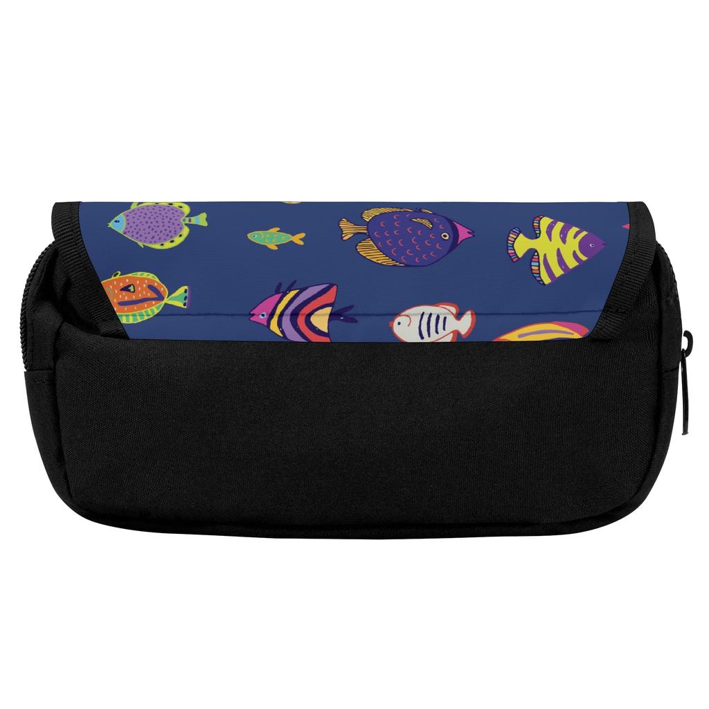 Pen Case Double Layer 300D Polyester Double Zipper with Two Spacious Sections for Pens Stationery and Earphones for Boys Girls