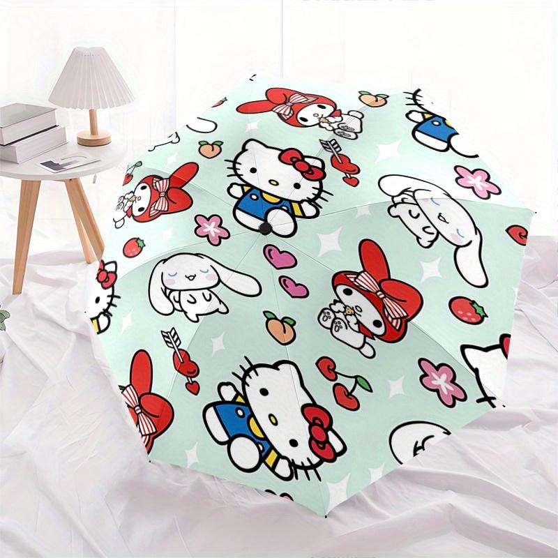 Hello Kitty,Friends Automatic Folding Umbrella-Simple 8-Rib Design, Bright Cartoon Pattern, Durable Iron Frame, Suitable For Travel, Outdoor