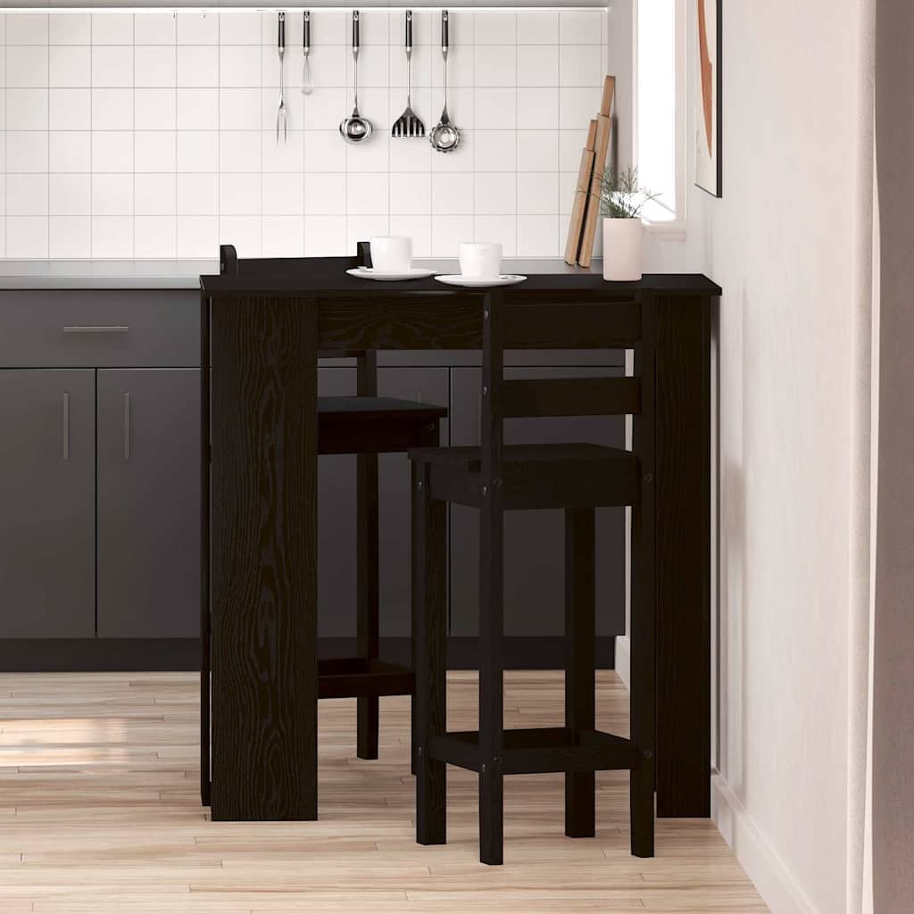 Wall Mounted Bar Table Black Oak Effect 102 X 50 X 103.5 Cm Engineered Wood