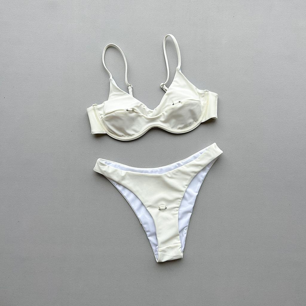 Trendy Solid Color Split Bikini Swimwear, Sexy European American Underwire Bathing Suit for Ladies Beach New Arrival 2026