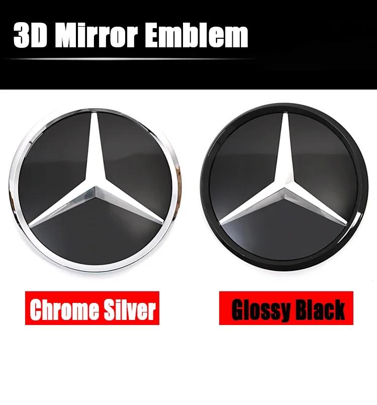 ABS1pcs Star Badge Car Front Grill LED Emblem Light  For Mercedes Benz CLS W218 W205 W176 W212 W117 W207 W166 3D Mirror Logo