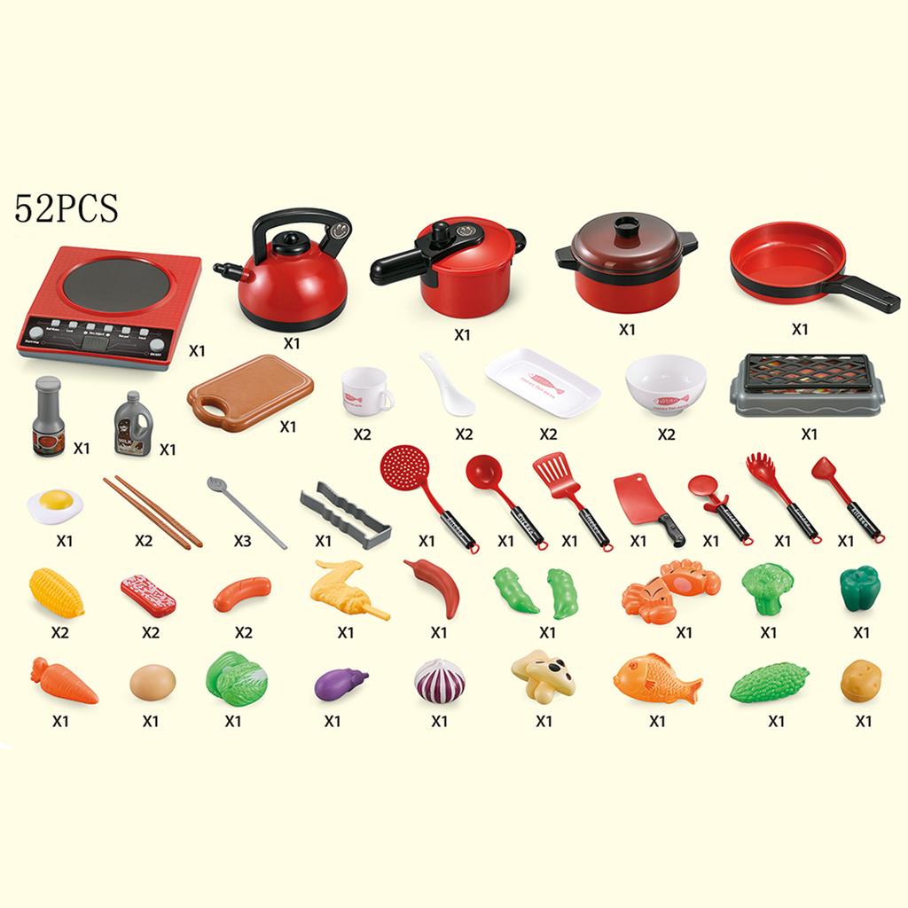 52Pcs Kitchen Play Toy Kids Pretend Playset With Coy Cutlery Early Educational Toys Girls Boys Kids