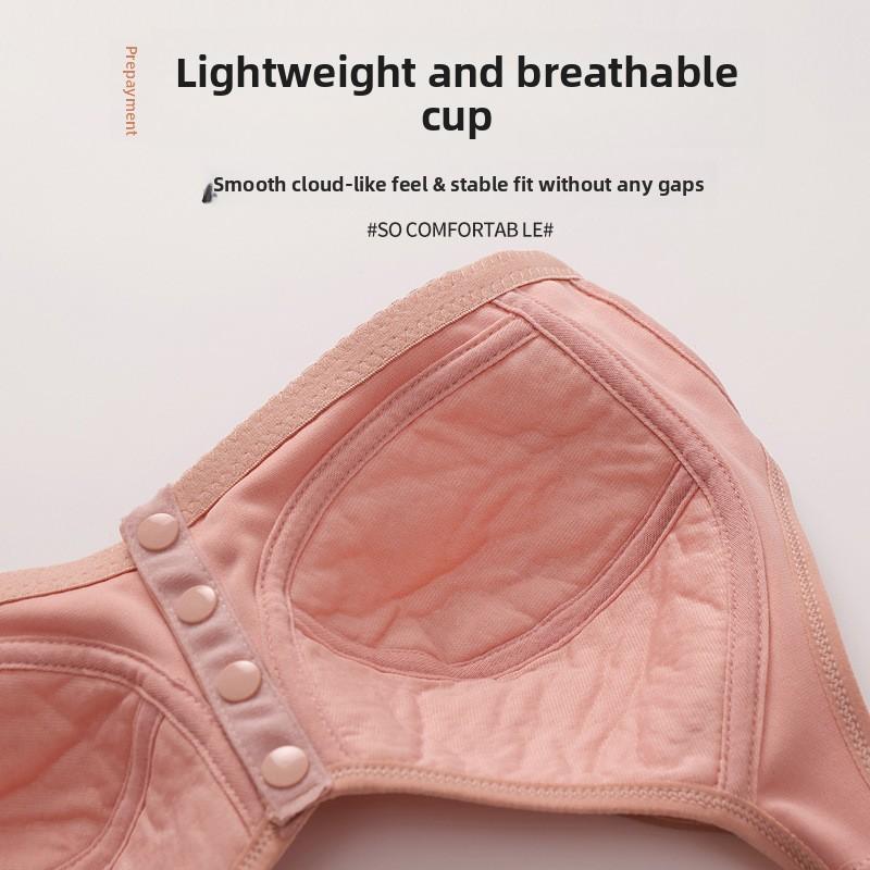 Plus Size Bra Women Front Closure Wireless Push Up Bra Thin Cotton Fixed Cup Tank Top Bra for Fuller Figure Mom Mature Women Comfortable Underwear