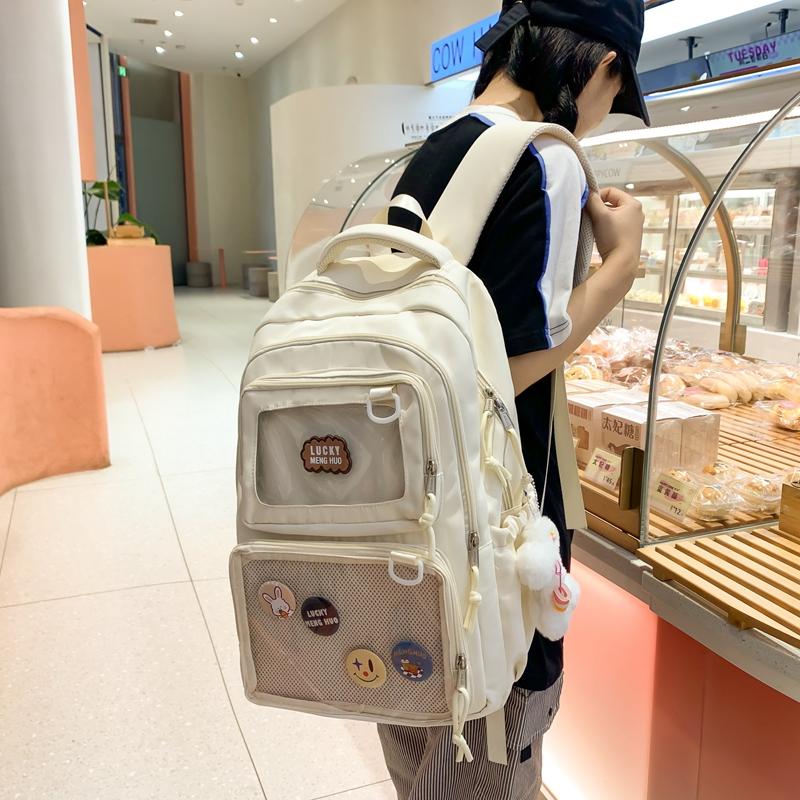 Großer Rucksack im College-Stil für Damen, einfarbige Umhängetasche