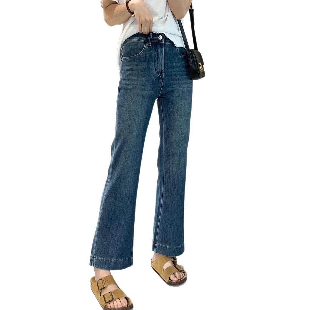Autumn 2025 Women's Retro High-Waist Slimming Wide-Leg Jeans for Petite Pear-Shaped Figures